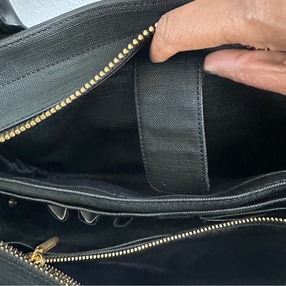 Dagne Dover Black Structured Work Tote Gold Hardware Laptop Bag - Picture 9 of 16